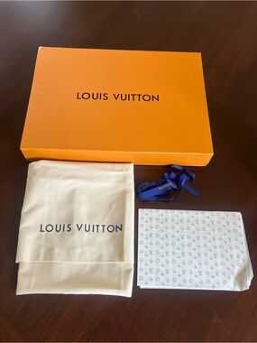 Authentic. Louis Vuitton 20”x14”x3” Magnetic Gift Box Dust Bag,Tissue & Ribbon